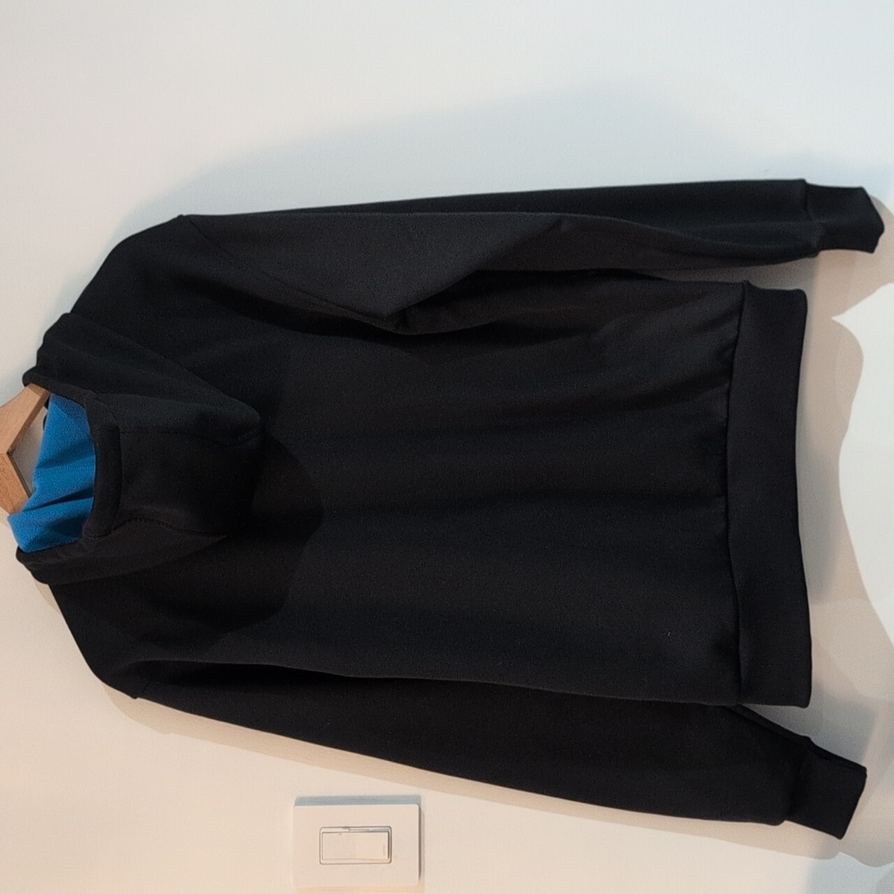 Burton Black & Blue Full zip Fleece Lined Hoodie OverSize S Pit To Pit 22" - Picture 3 of 6